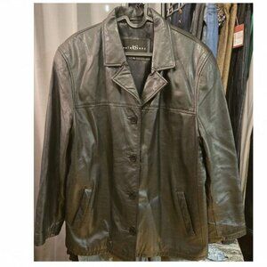 Black 100% Leather jacket coat XL-L